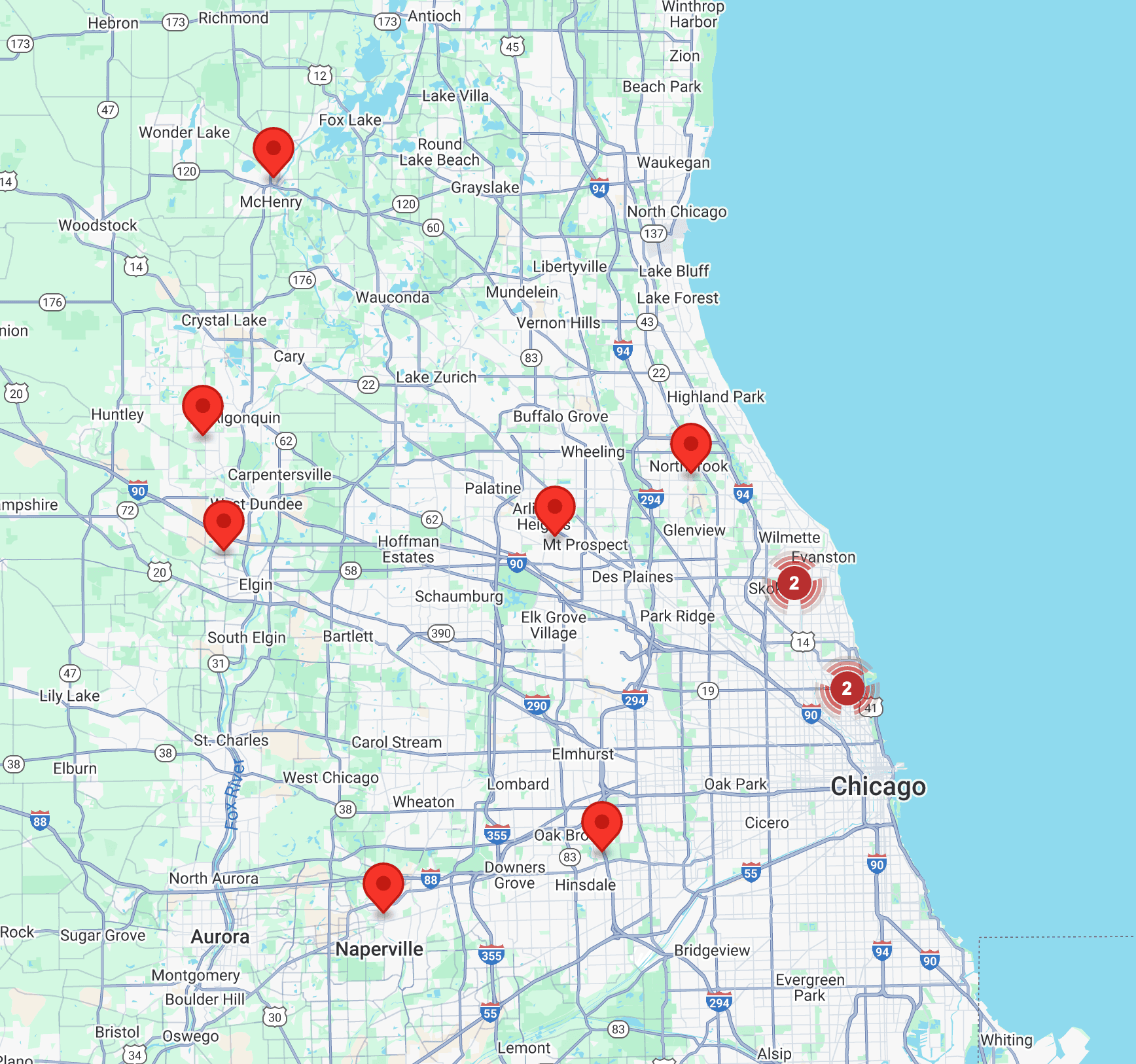 J. Blanton Chicagoland coverage area map