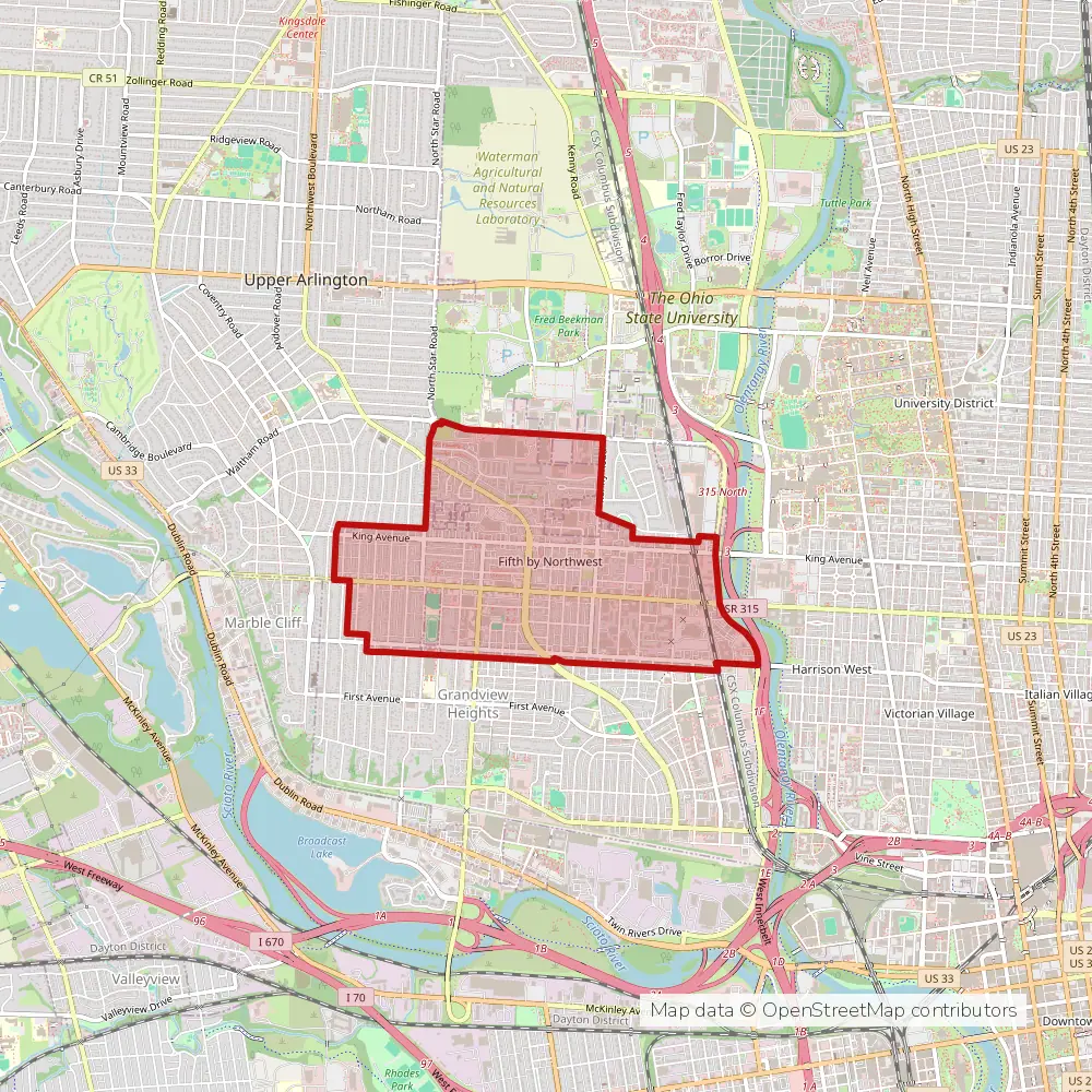 Service area map of Columbus Fifth by Northwest, Ohio