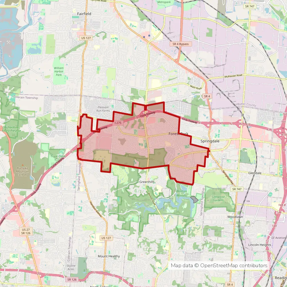 Service area map of Columbus Forest Park, Ohio