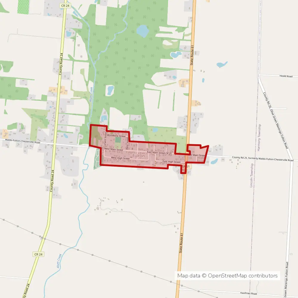 Service area map of Fulton, Ohio
