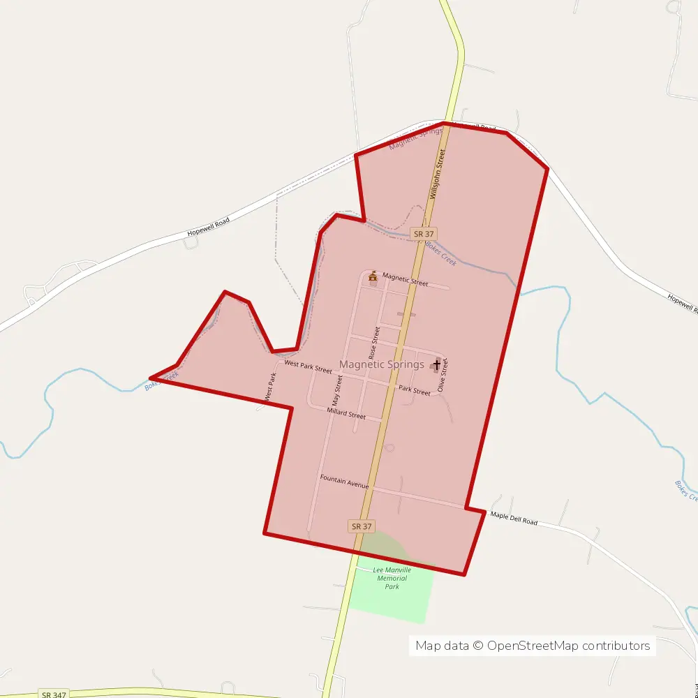 Service area map of Magnetic Springs, Ohio