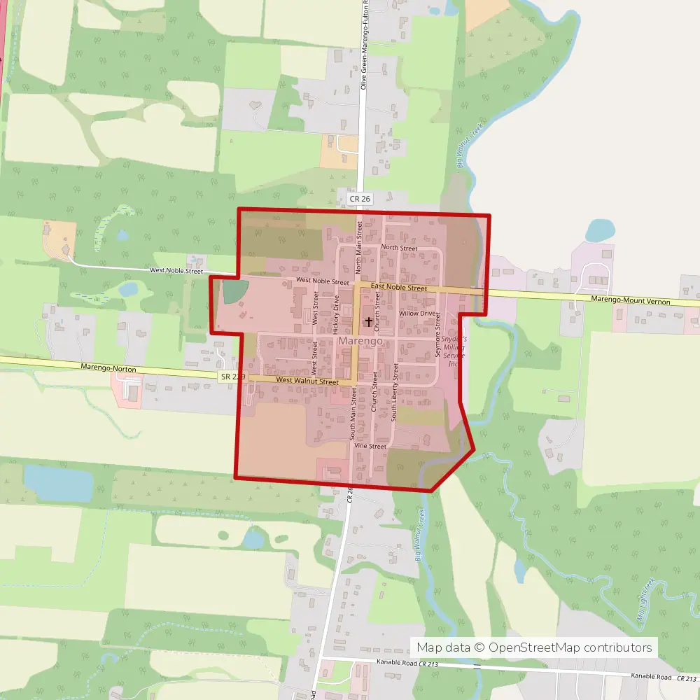Service area map of Marengo, Ohio