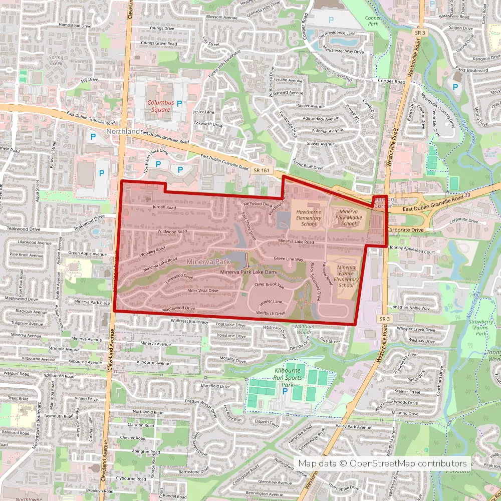 Service area map of Columbus Minerva Park, Ohio