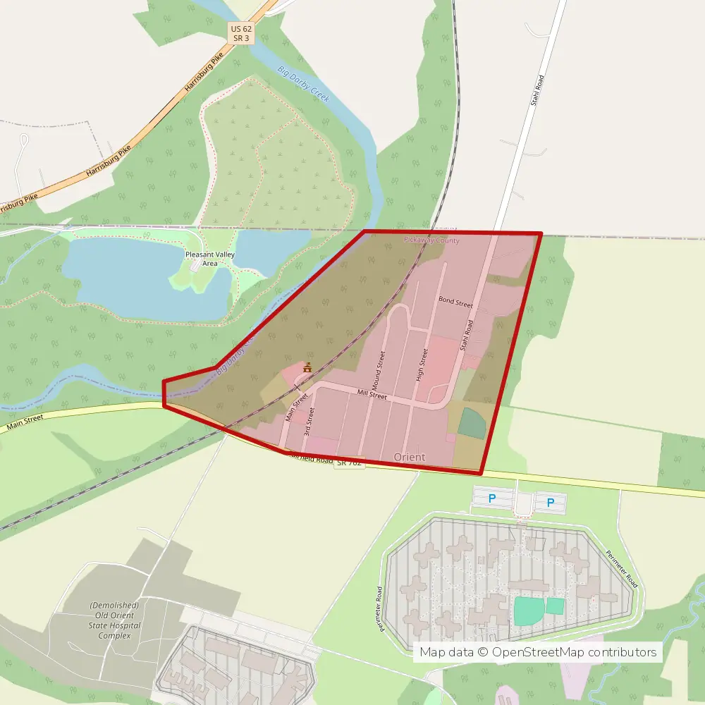 Service area map of Orient, Ohio