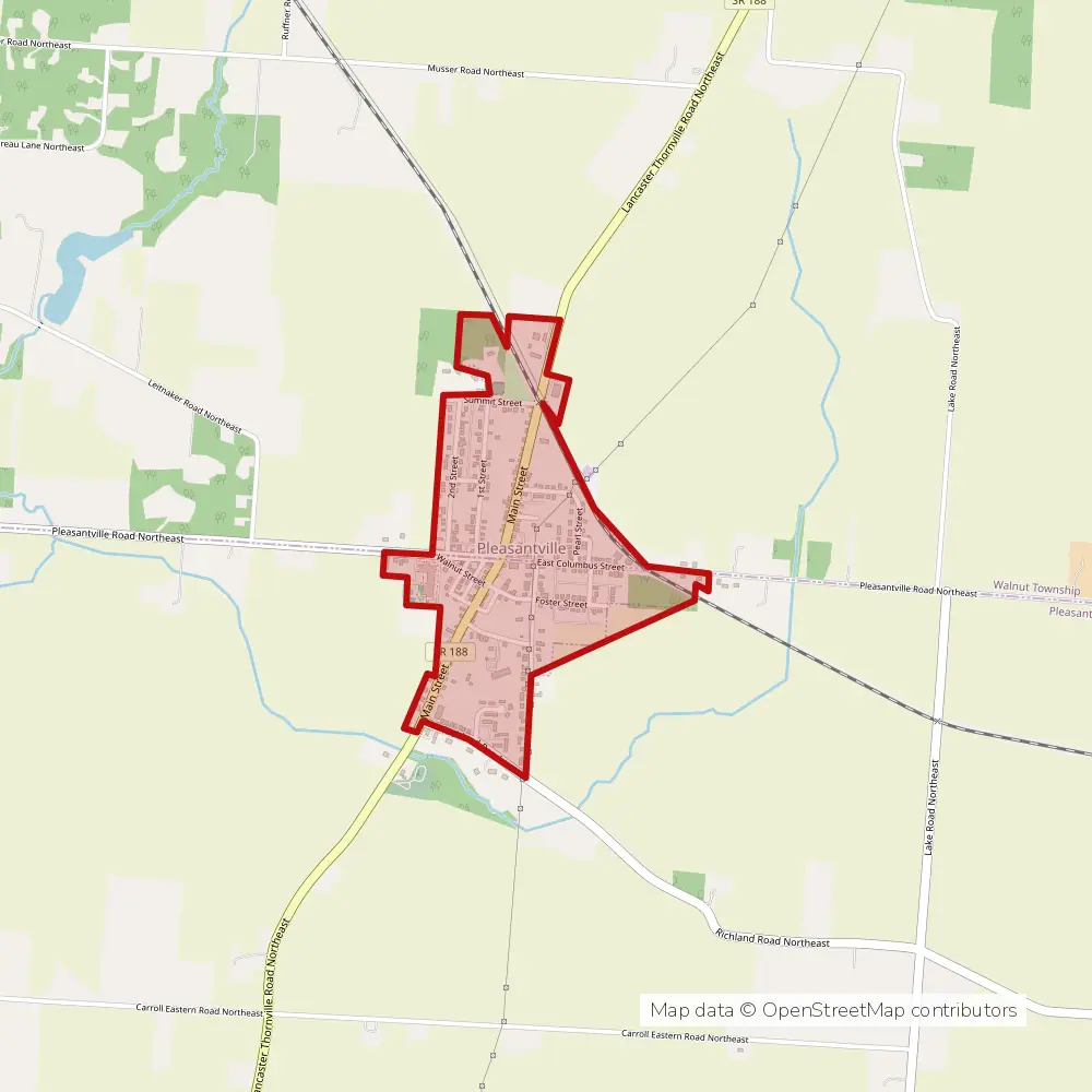 Service area map of Pleasantville, Ohio