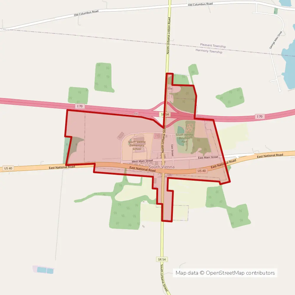 Service area map of South Vienna, Ohio